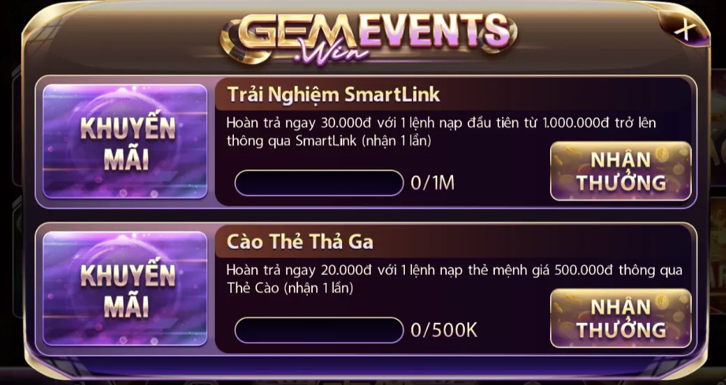 Cập nhật những chương trình ưu đãi hoàn 1% tại Gemwin