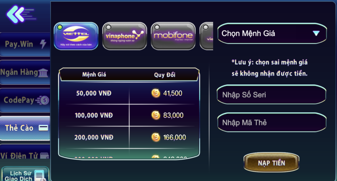 Lưu ý khi nạp rút tiền