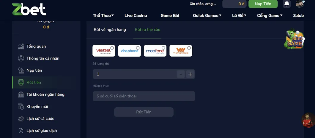 Rút tiền nhanh chóng với những phương thức hoàn hảo từ ZBET